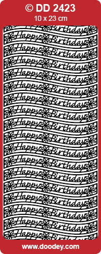 DD2423 Happy Birthday Ribbon Peel Off