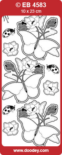 EB4583 Butterflies with Flower Embroidery Peel Off