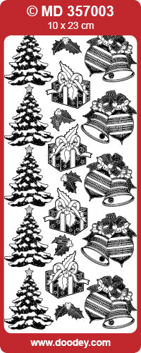 MD357003 Xmas Bells / Trees Double Embossed Peel Off