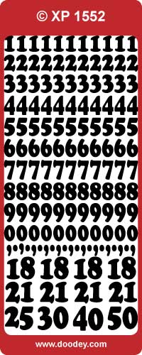 XP1552 Numbers 123 Transparent Peel off